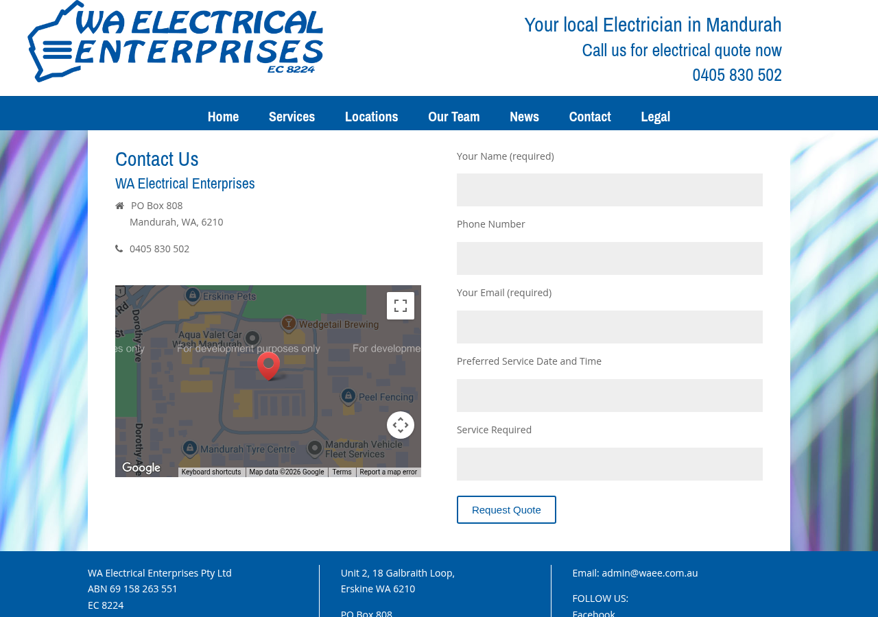 Screenshot of Contact - Electrician Mandurah