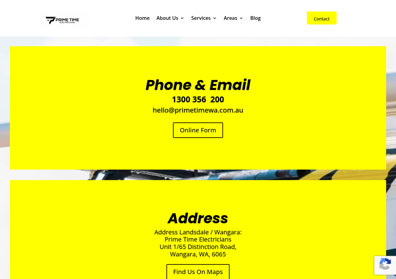 Screenshot of Contact Prime Time Electricians | Perth - Prime Time Electricians