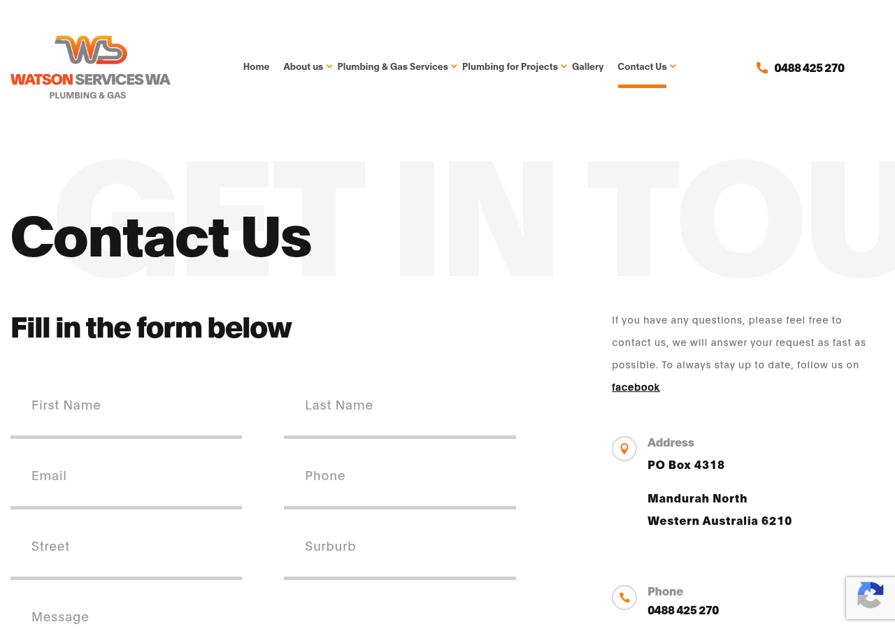 Screenshot of Contact Us - Watson Services