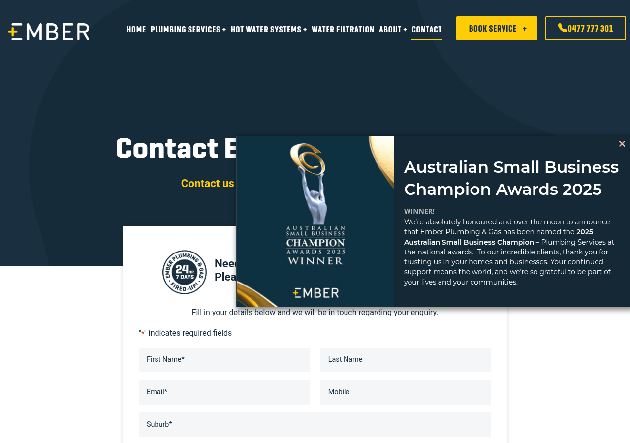 Screenshot of Contact Ember Plumbing Perth  |  Ember Plumbing & Gas