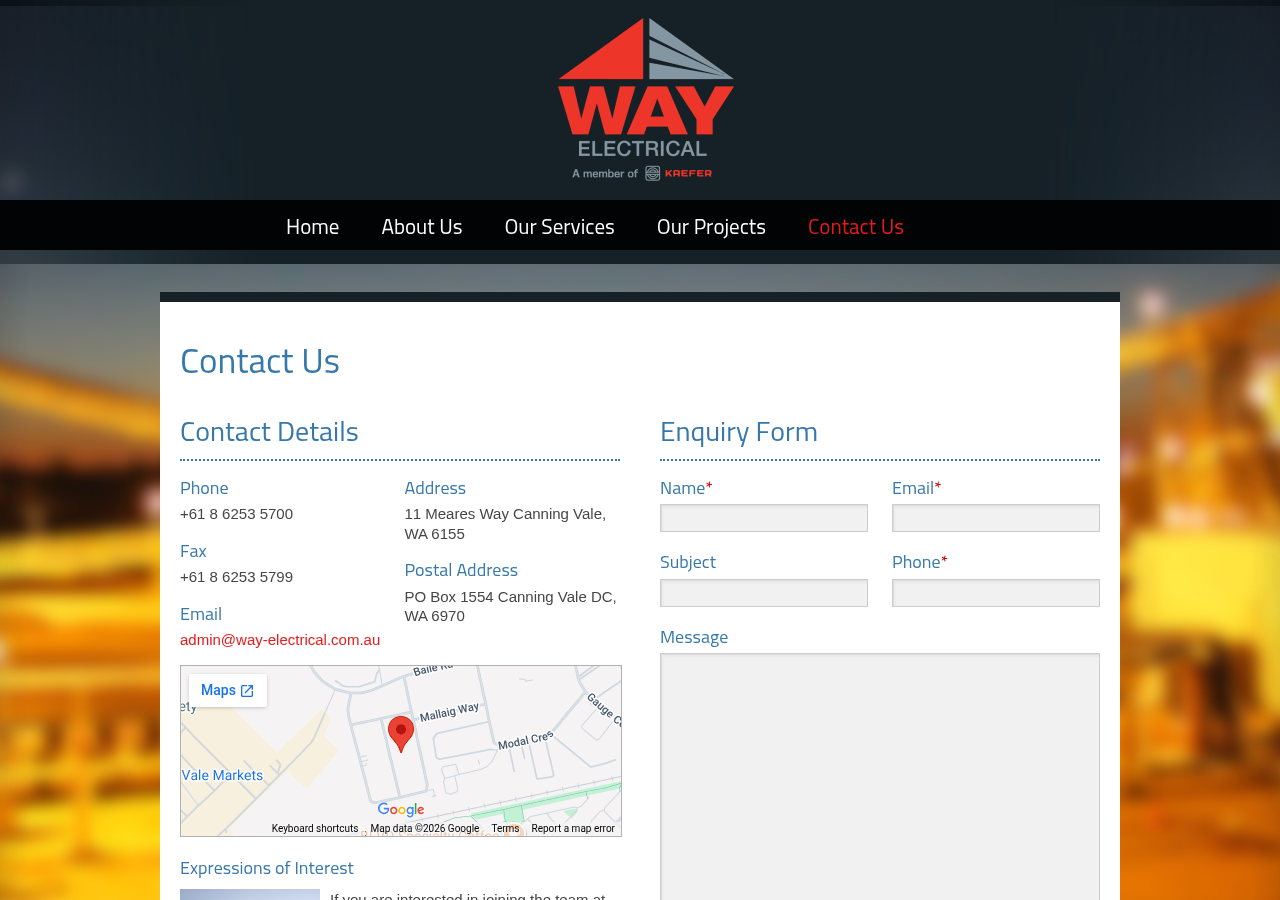 Screenshot of Contact Us - WAY ElectricalWAY Electrical