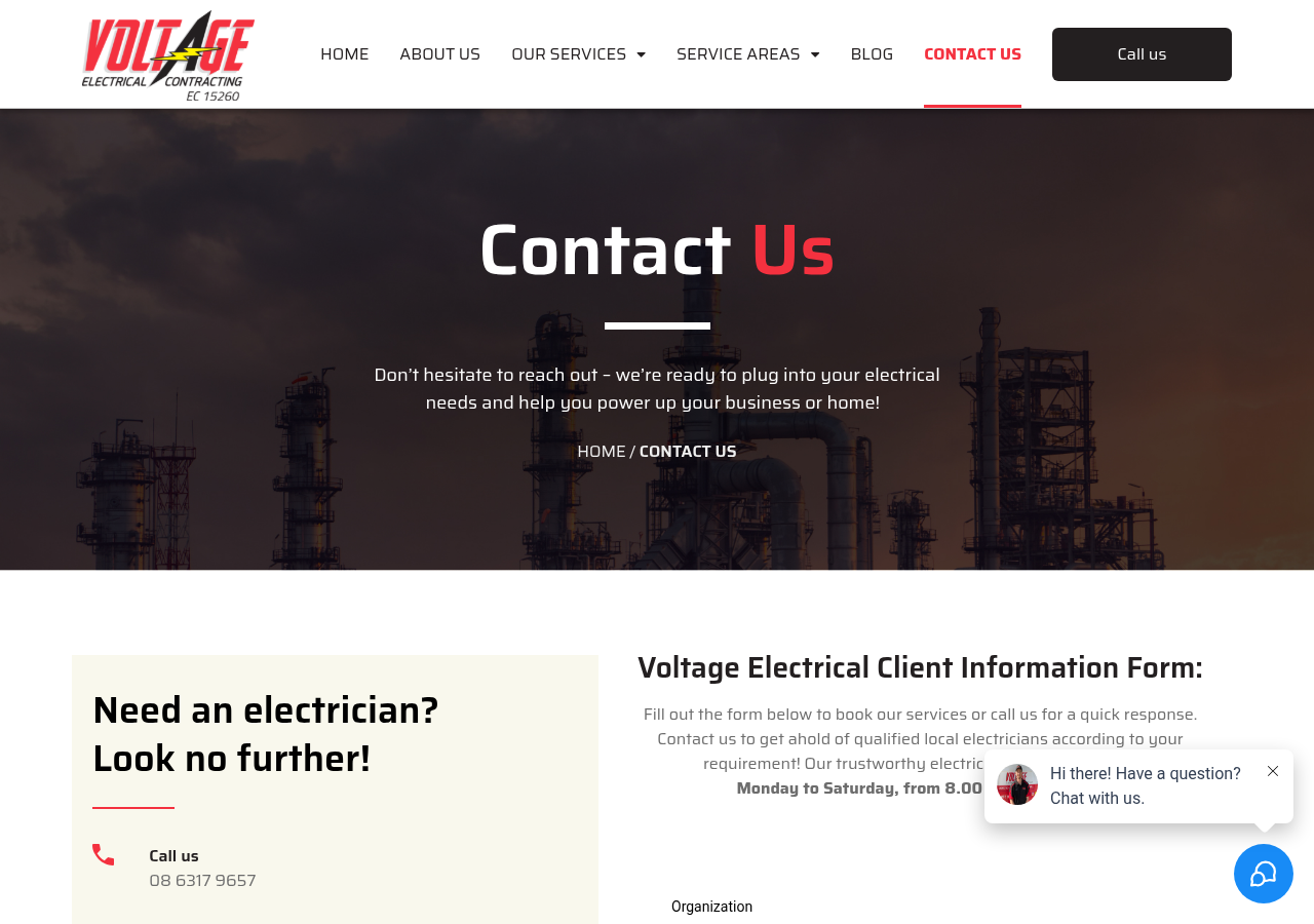 Screenshot of Contact Us | Voltage Electrical Contractors