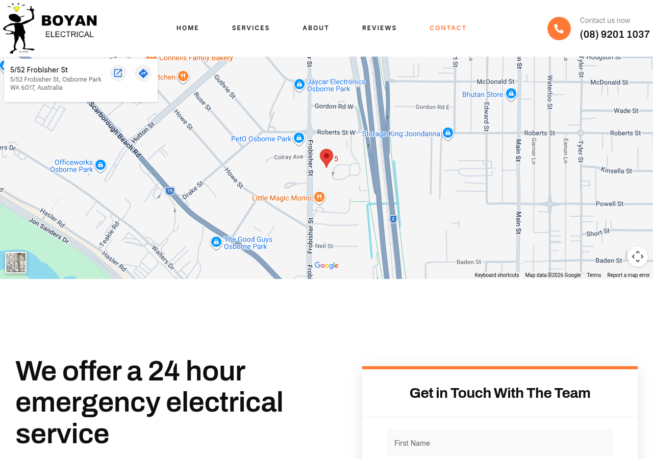 Screenshot of Contact – Boyan Electrical