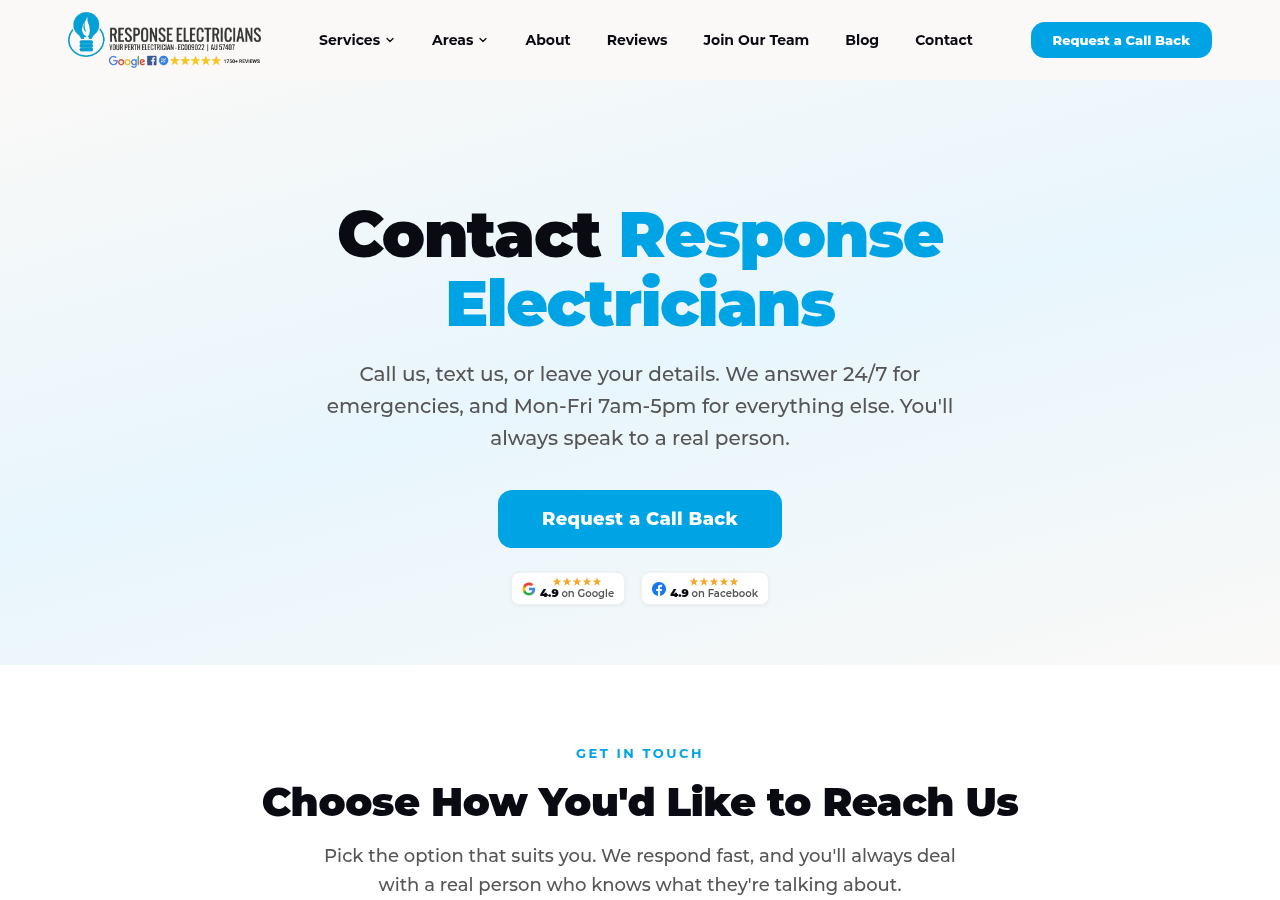 Screenshot of Contact Response Electricians Perth | Get in Touch