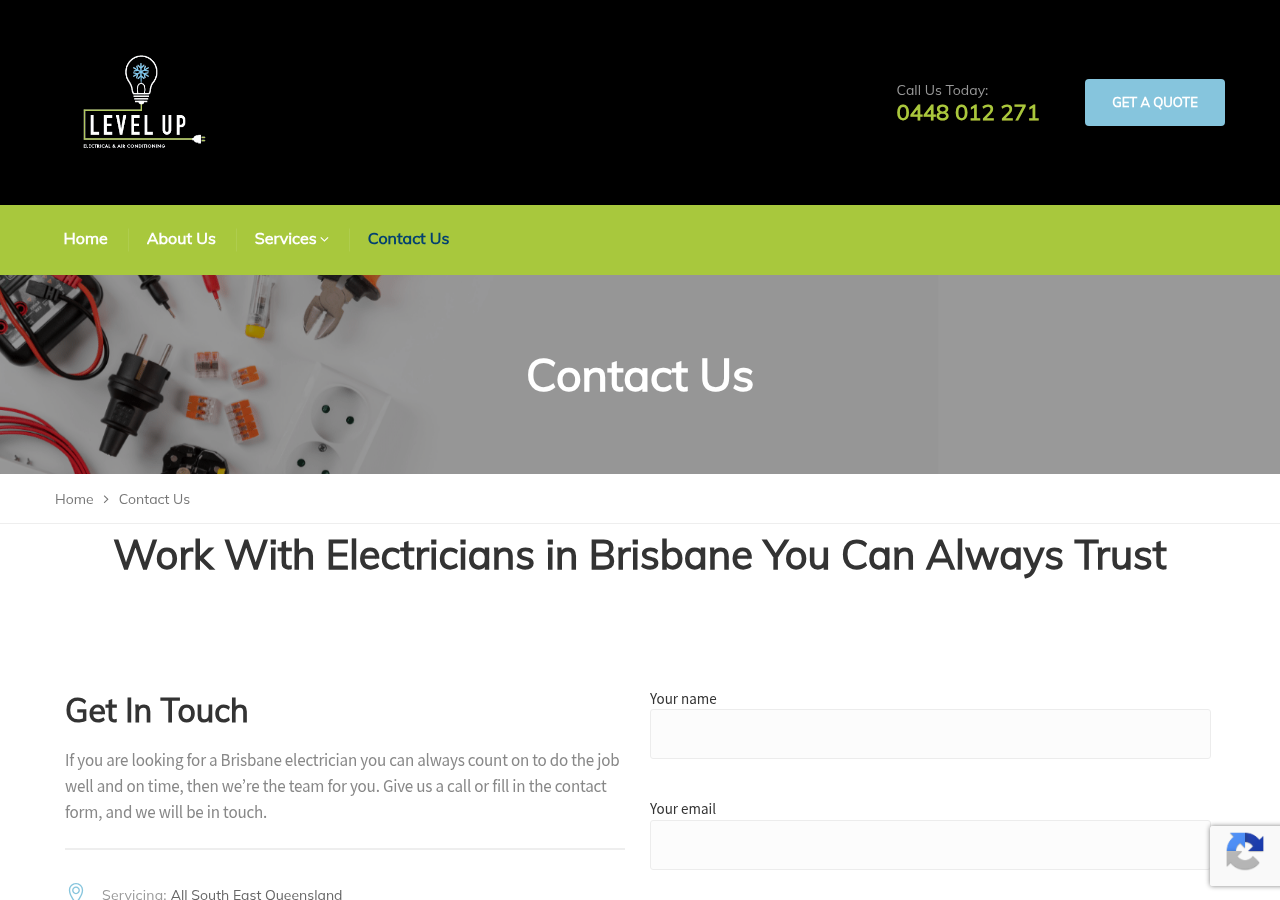Screenshot of Contact Us - Level Up Electrical and Air