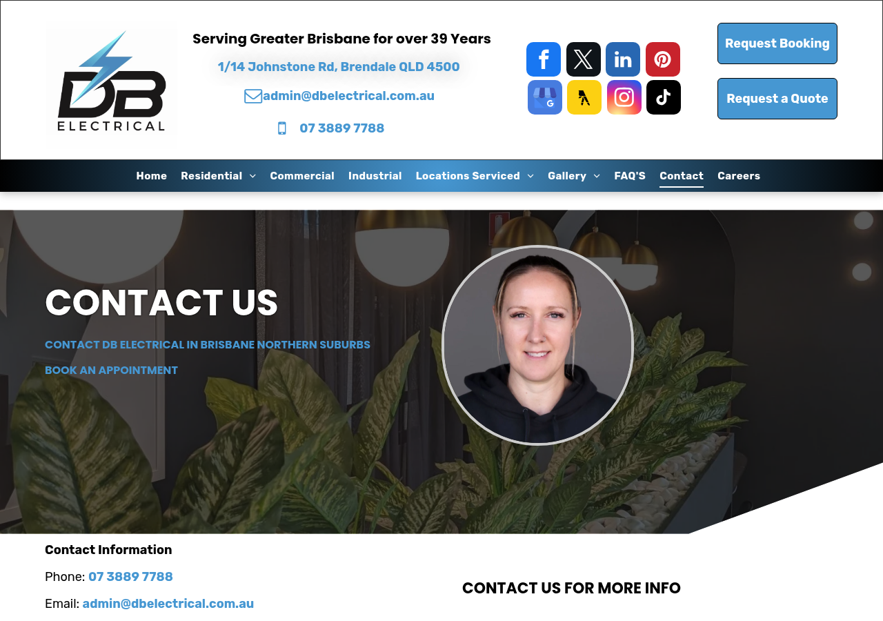 Screenshot of Contact DB Electrical | Brisbane Northern Suburbs