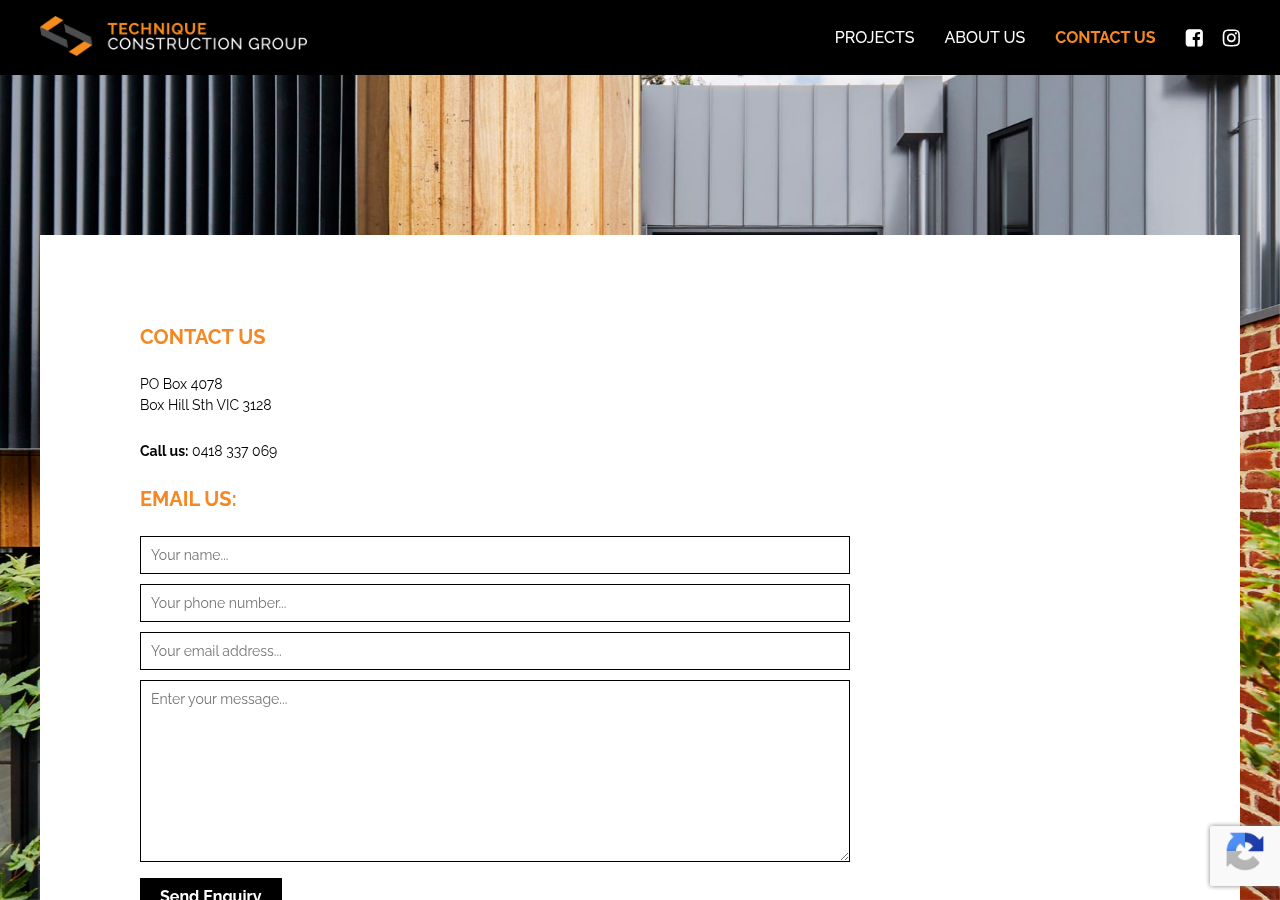 Screenshot of Contact Us | Custom Builder Melbourne