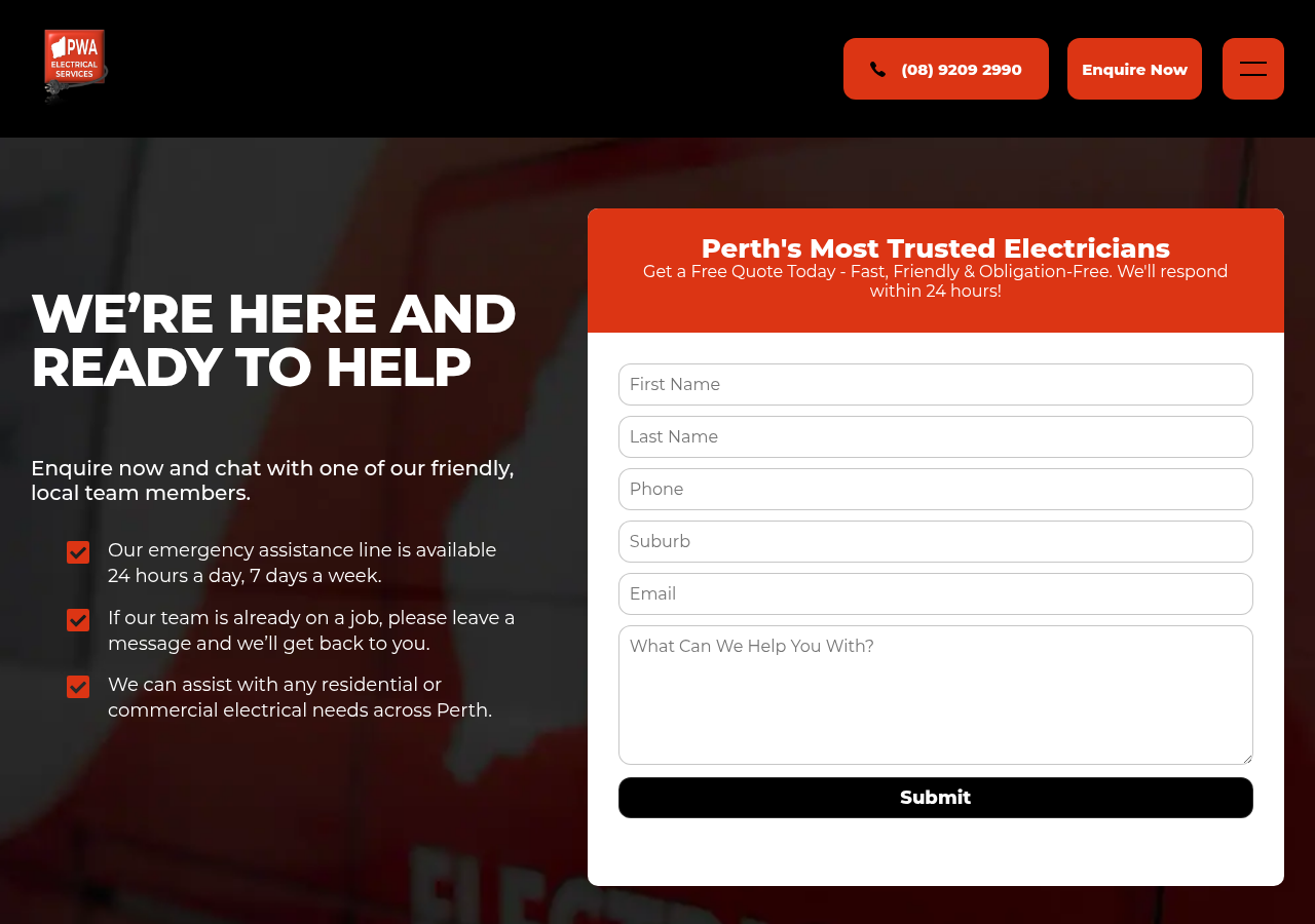 Screenshot of Contact Us | PWA Electrical Services