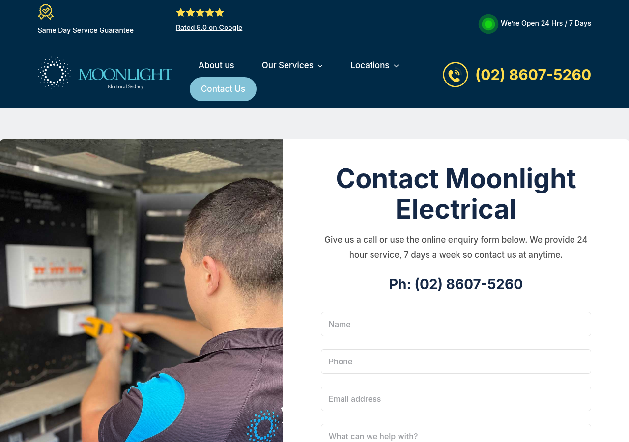 Screenshot of Contact - Moonlight Electrical Group