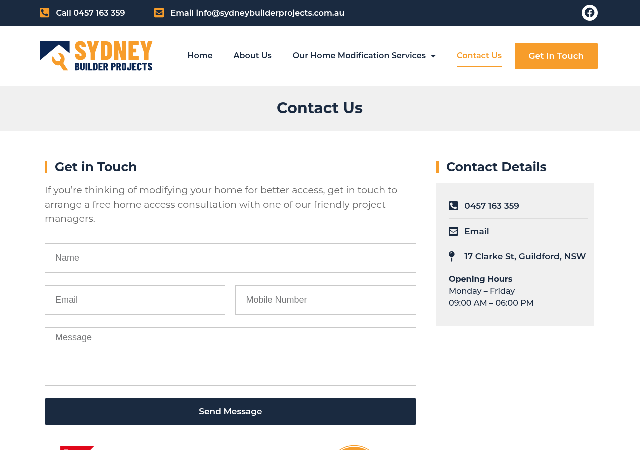 Screenshot of Contact Us – Sydney Builder Projects