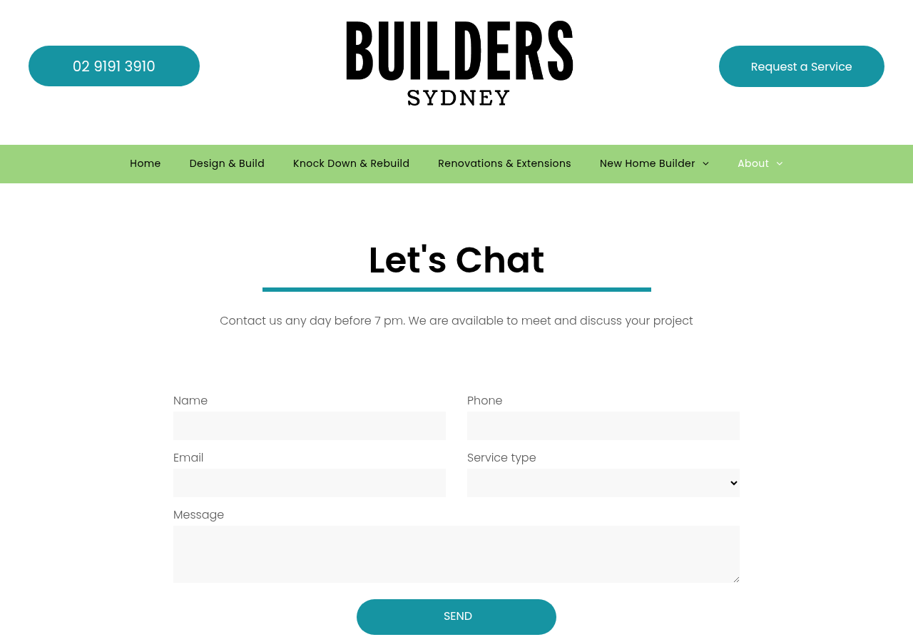 Screenshot of Contact BUILDERS SYDNEY | Parramatta