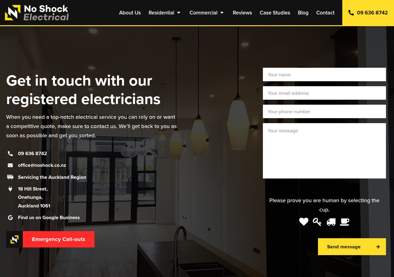 Screenshot of Contact Us | Commercial & Residential Electrician Auckland
