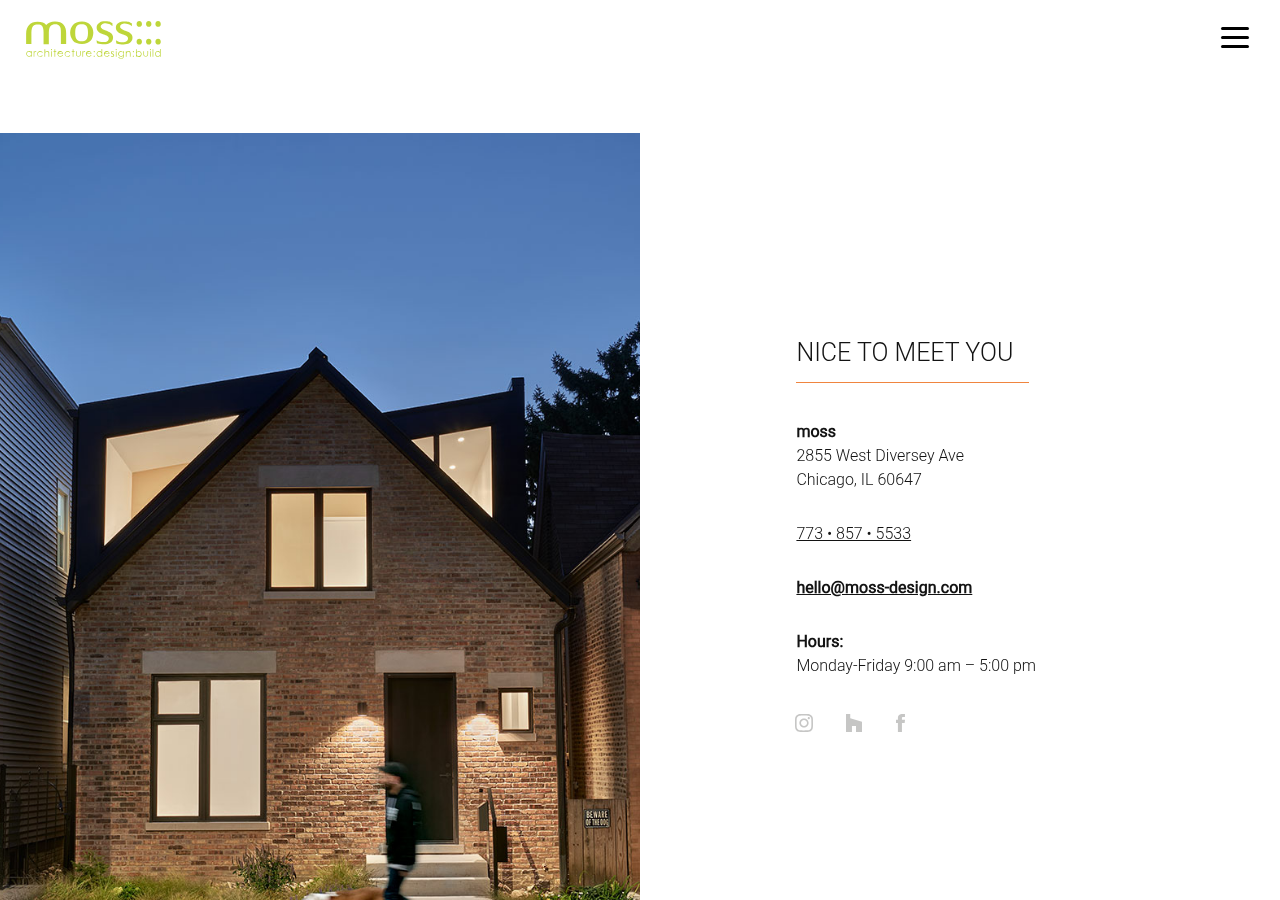 Screenshot of Contact Moss Design—Chicago Architects