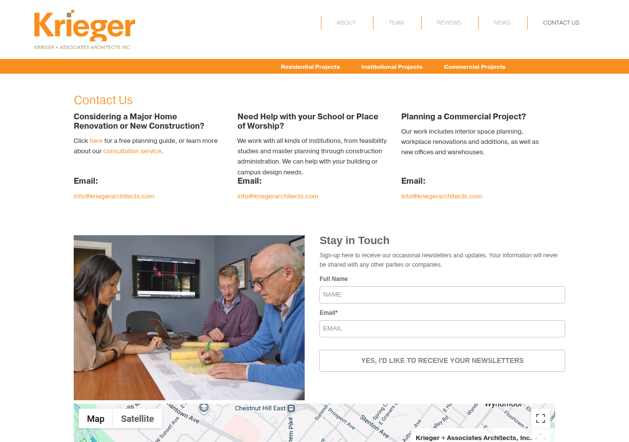 Screenshot of Contact Us - Krieger Architects