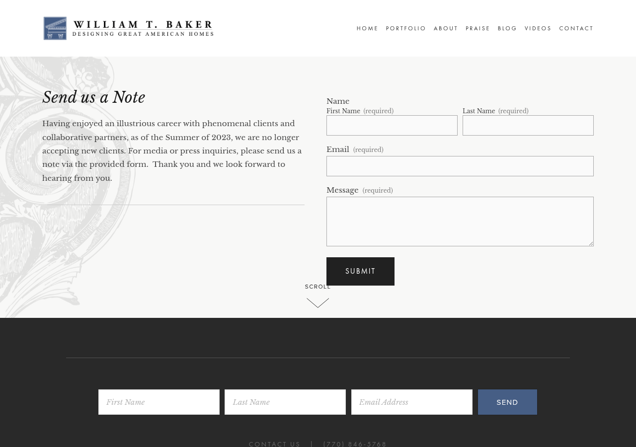 Screenshot of Contact Us - William T. Baker | Award-Winning Classical Residential Designer
