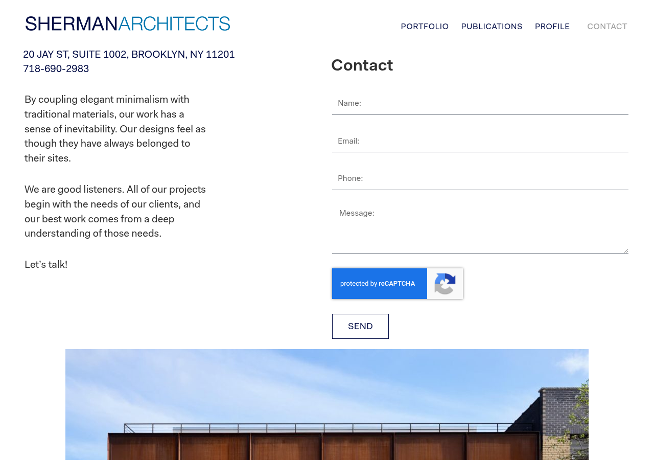 Screenshot of Contact Sherman Architects, Brooklyn's preeminent design firm