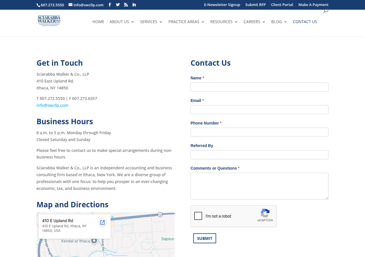 Screenshot of Contact Us | Sciarabba Walker & Co., LLP