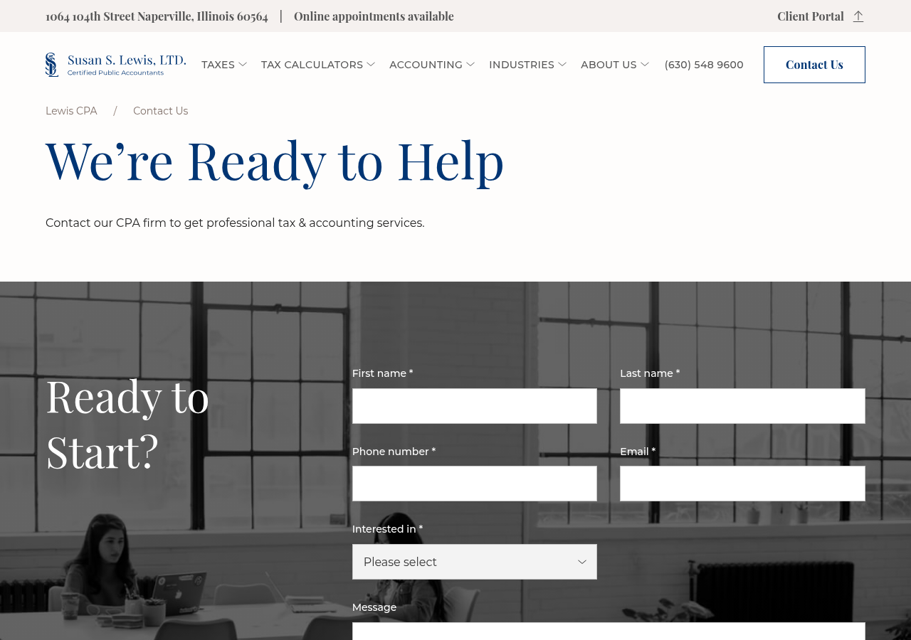 Screenshot of Contact Us | Lewis.cpa