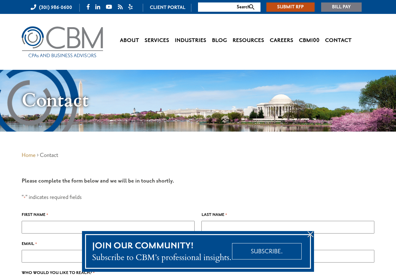 Screenshot of Contact Us | Bethesda CPA Firm | Washington DC CPA Firm