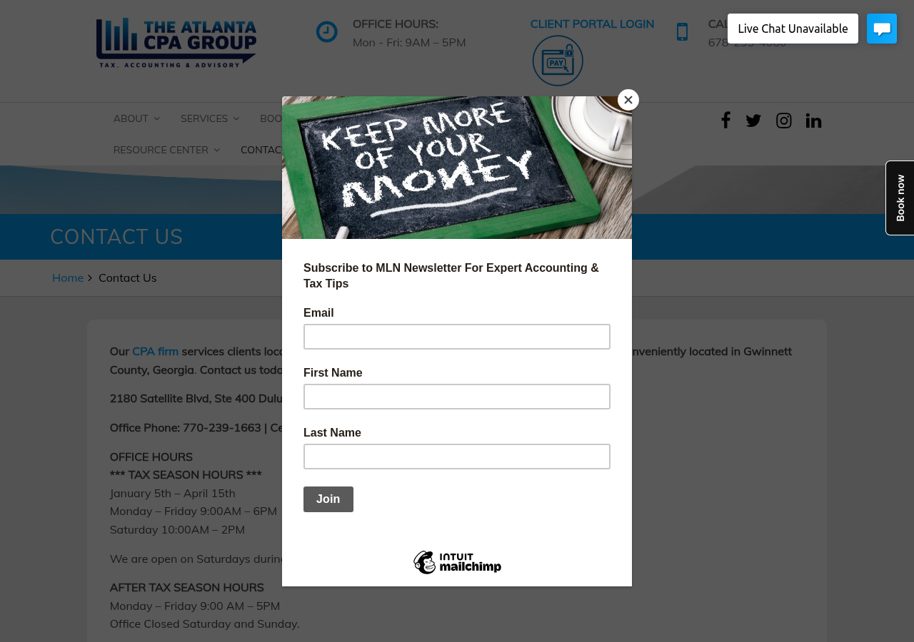 Screenshot of Contact Us | The Atlanta CPA Group LLC