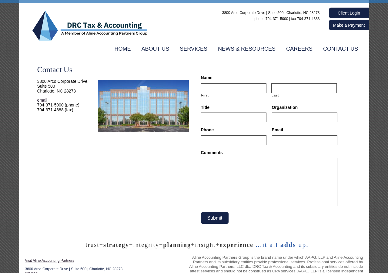 Screenshot of CPA | Charlotte, NC | 704.371.5000 | DRC Tax & Accounting