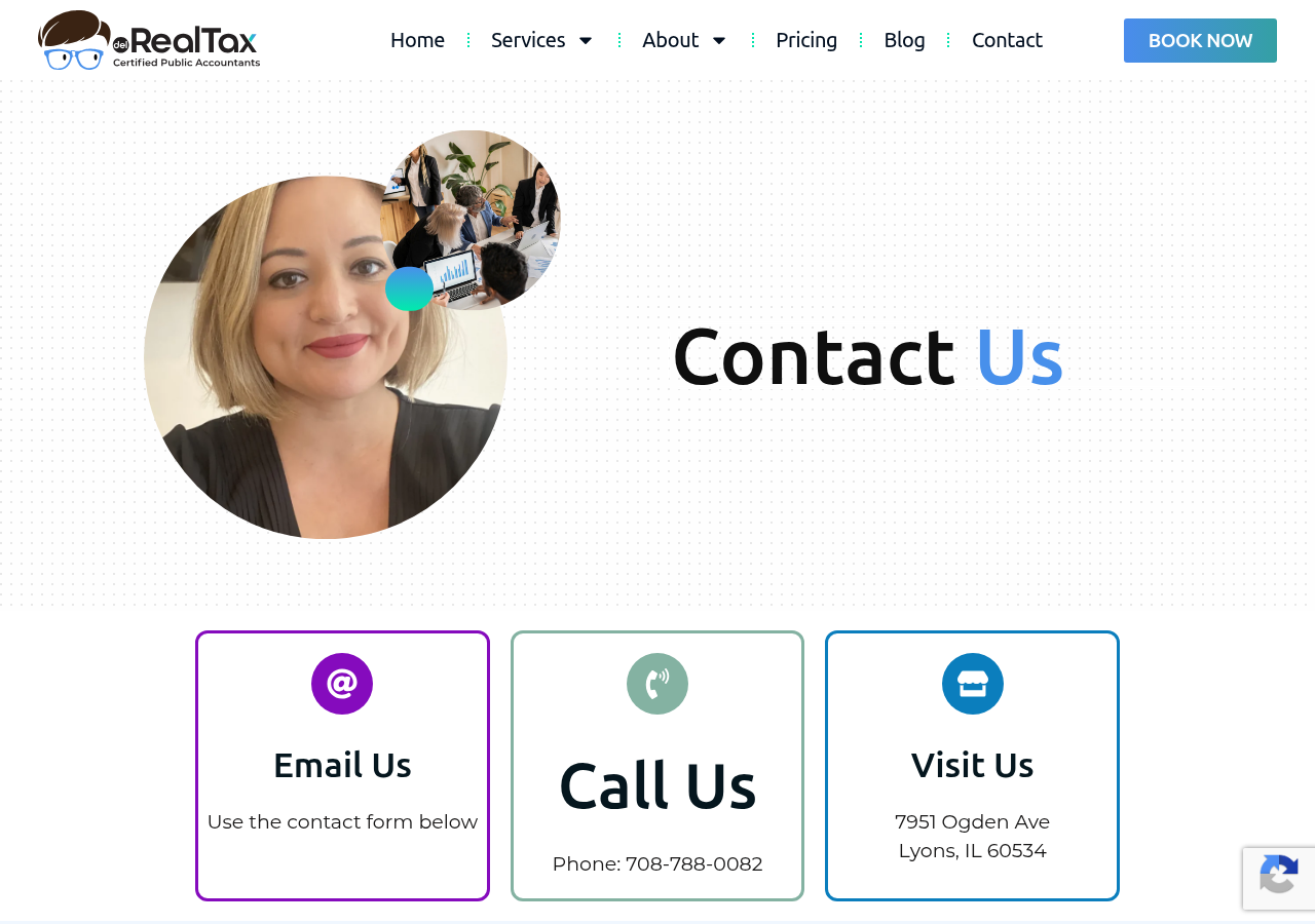 Screenshot of Contact Del Real Tax Group | Trusted Tax Professionals in Chicago