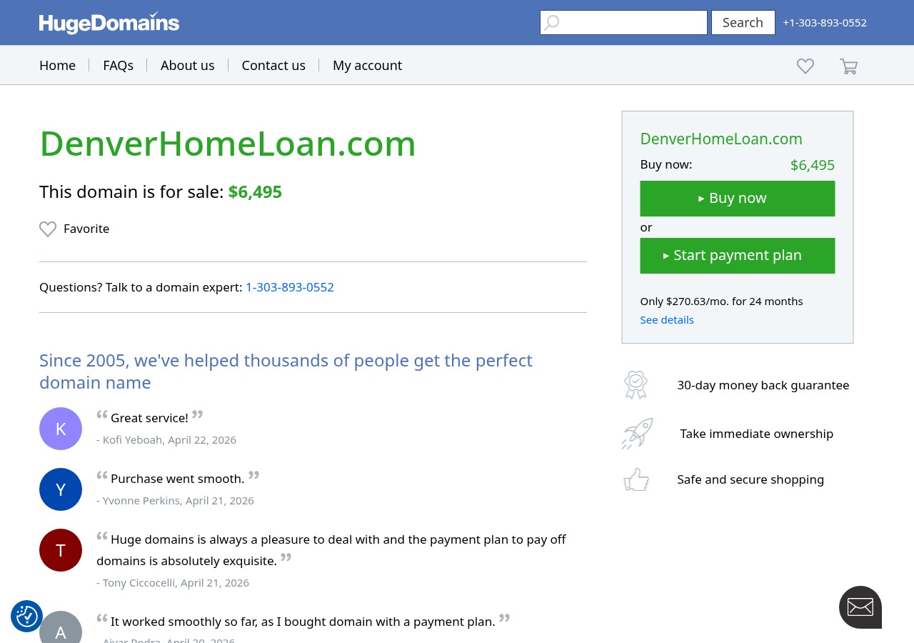 Screenshot of DenverHomeLoan.com is for sale | HugeDomains