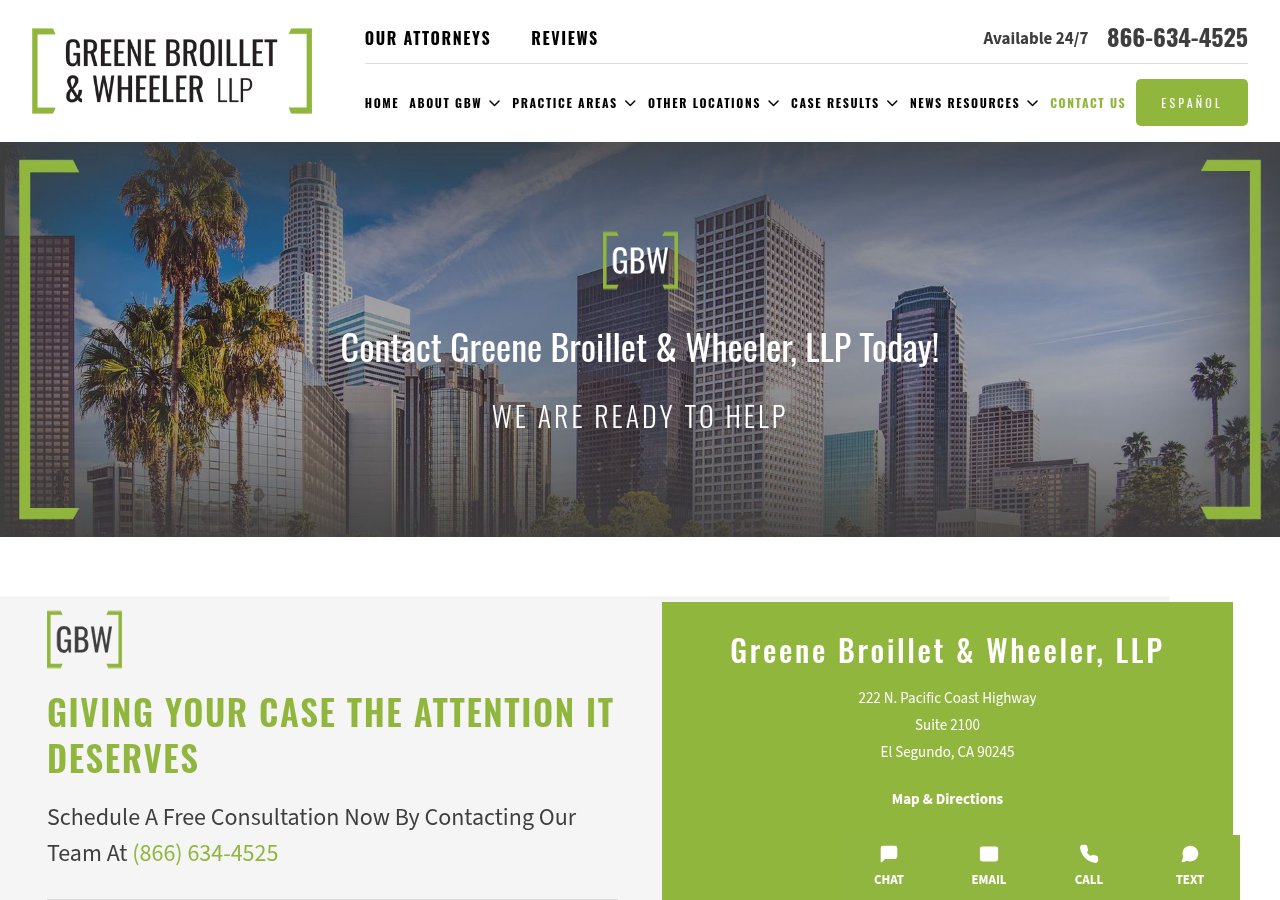 Screenshot of Contact Us | Greene Broillet & Wheeler, LLP