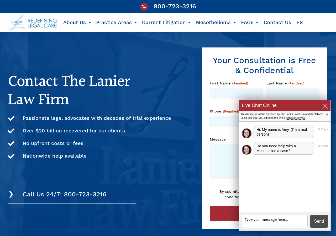 Screenshot of Contact The Lanier Law Firm - Lawyers In Houston, New York, & Los Angeles