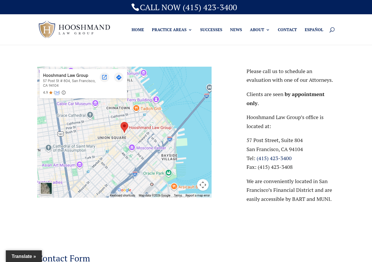 Screenshot of Top Law Firms In San Francisco Bay Area - Hooshmand Law Group