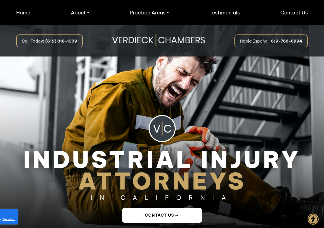 Screenshot of Workers Compensation Lawyers San Diego | Verdieck Chambers