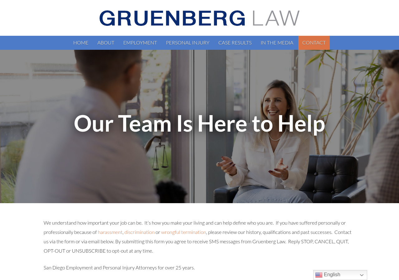 Screenshot of Contact the Attorneys at Gruenberg Law in San Diego