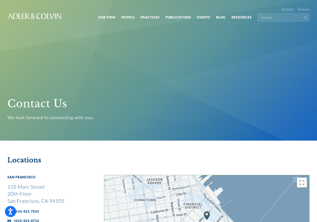 Screenshot of Contact - Adler & Colvin