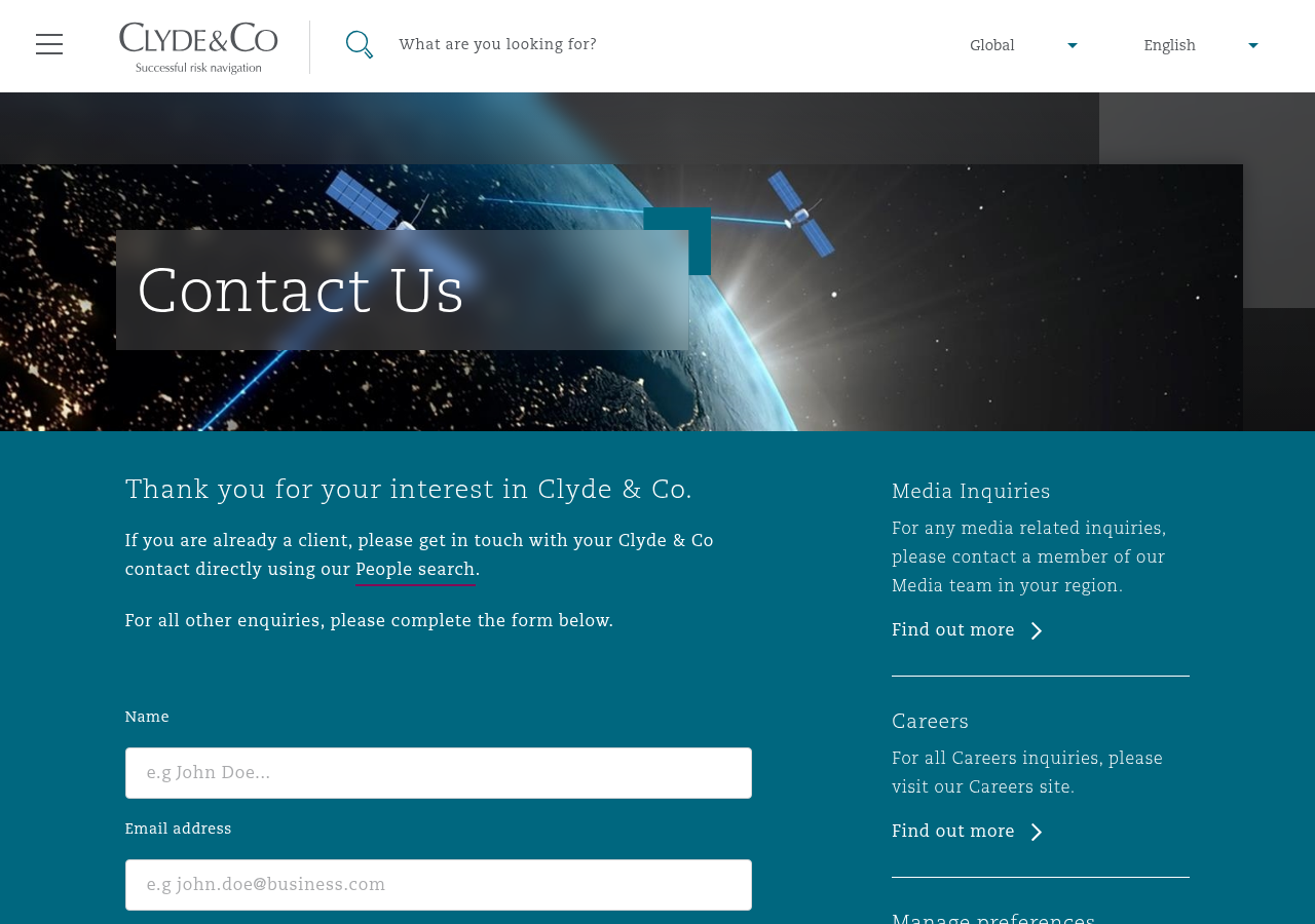 Screenshot of Contact Us : Clyde & Co