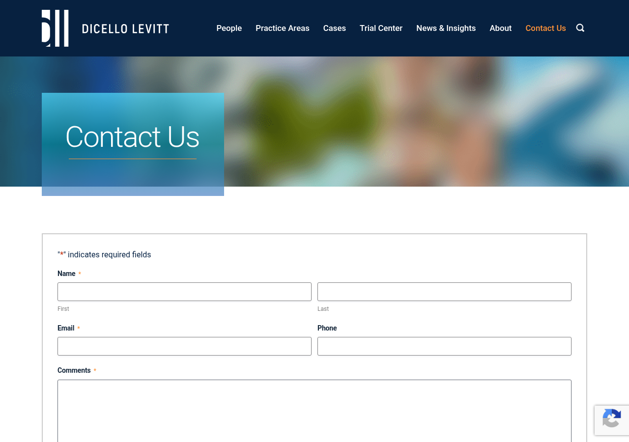 Screenshot of Contact Us | DiCello LevittF8263307-A44D-4496-A8A9-C0E21D8E50F1