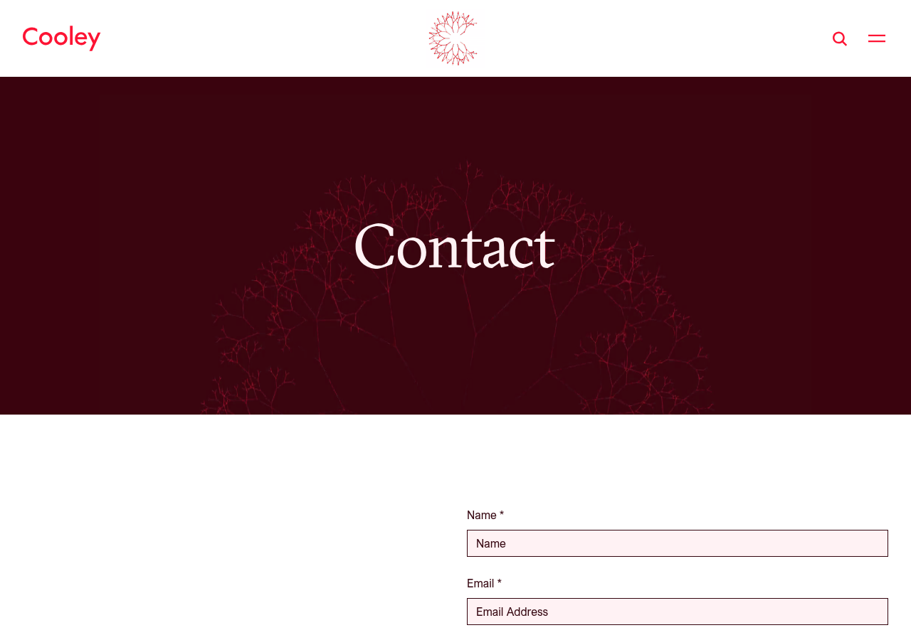Screenshot of Contact // Cooley // Global Law Firm