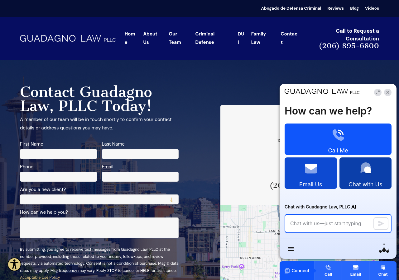 Screenshot of Contact Us | Guadagno Law, PLLC