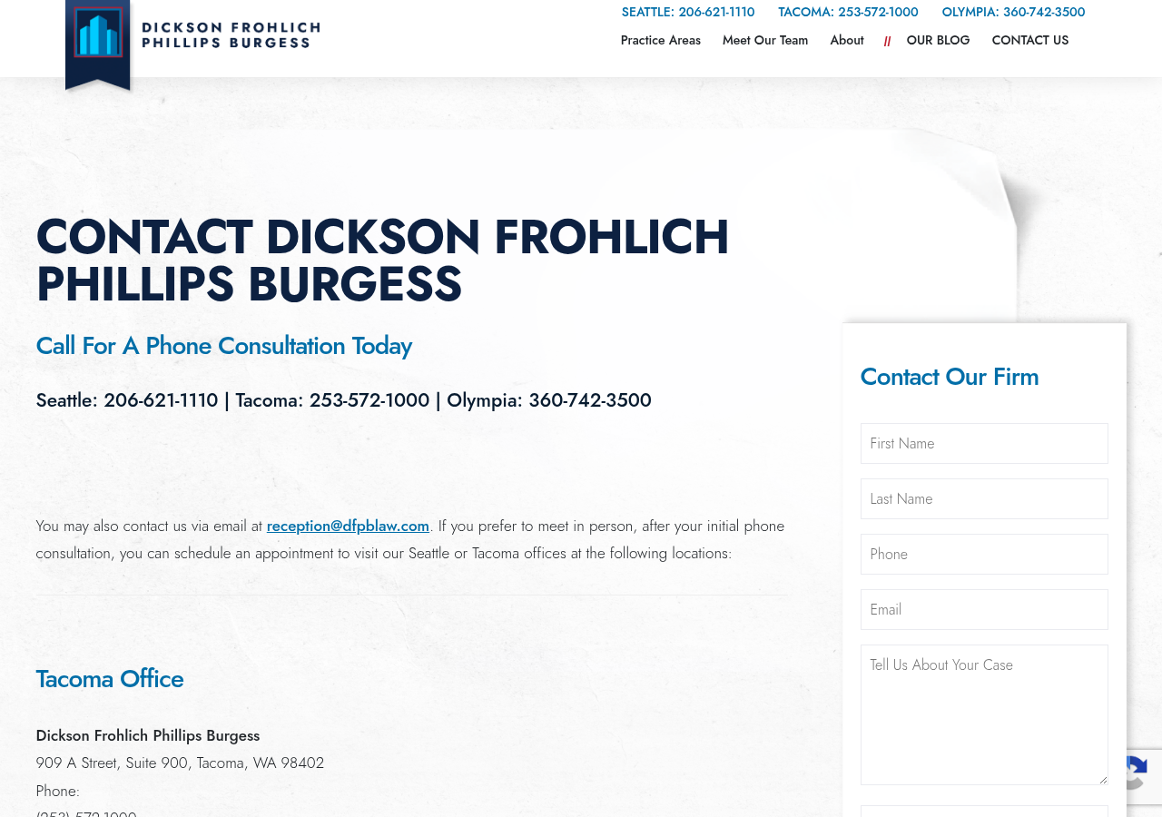 Screenshot of Contact | Dickson Frohlich Phillips Burgess