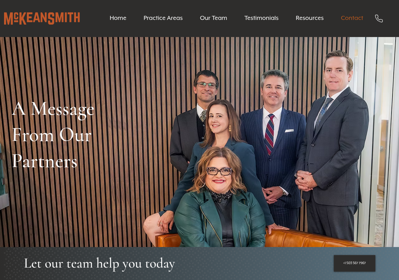 Screenshot of Contact | McKean Smith LLC