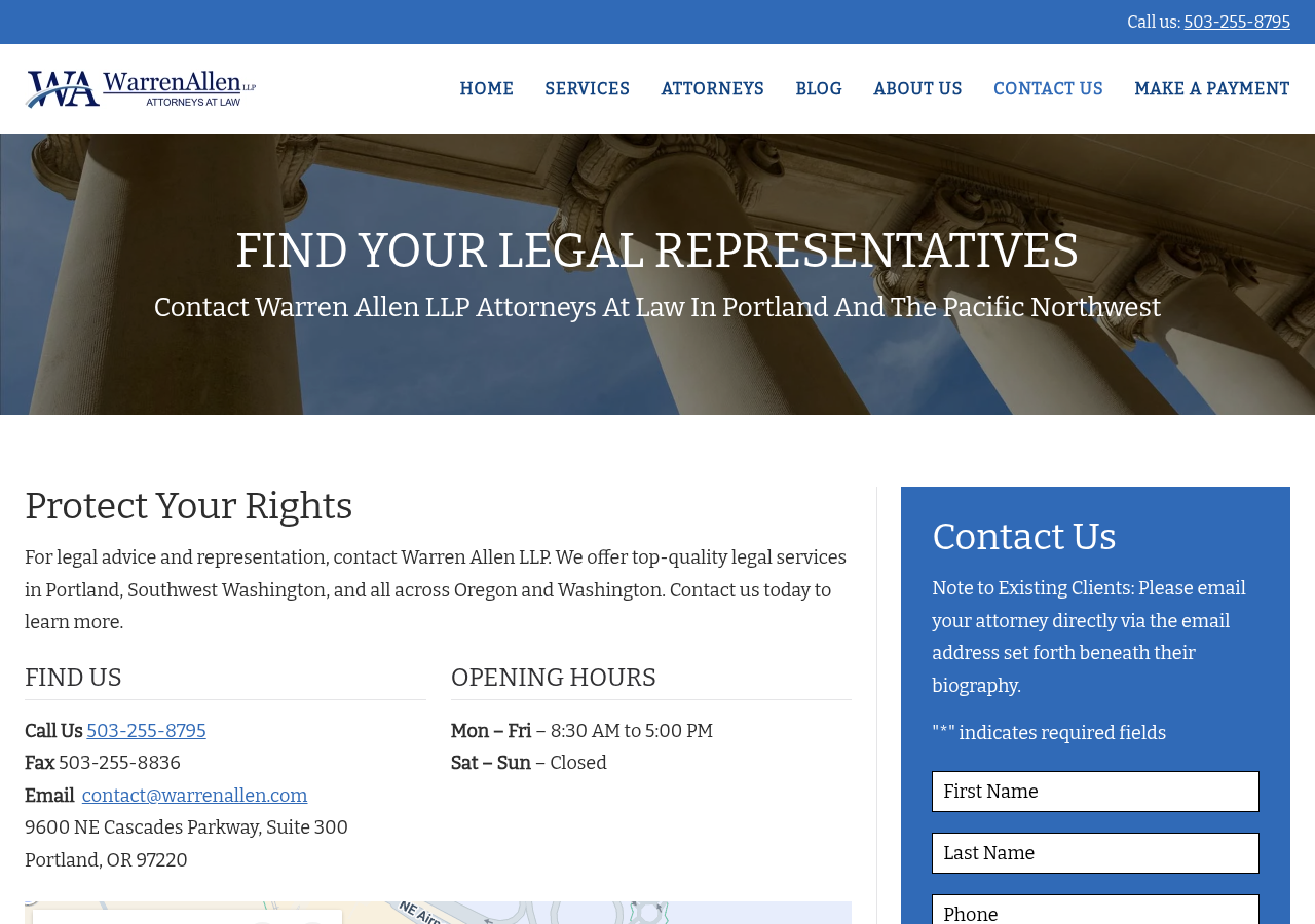 Screenshot of Contact Warren Allen LLP Attorneys at Law | Portland