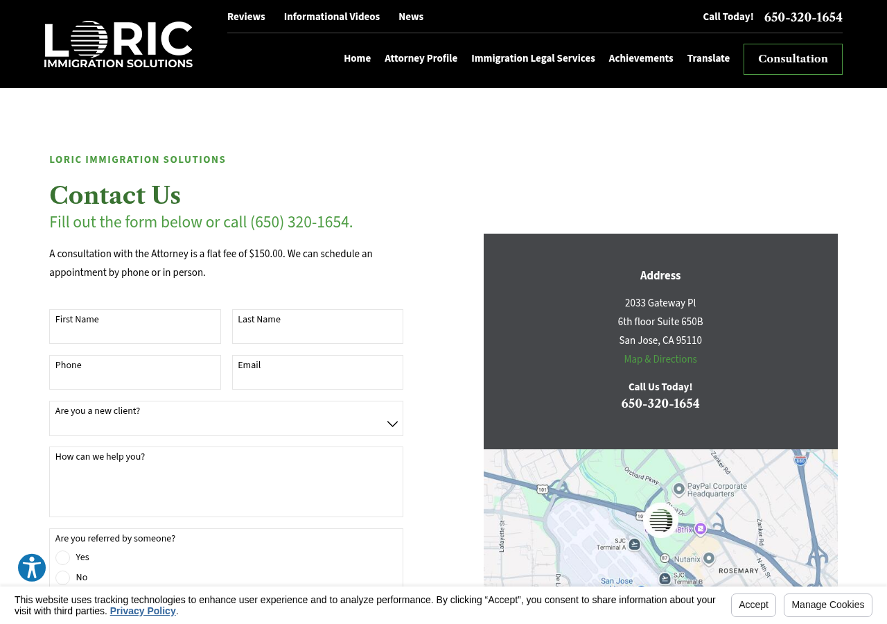 Screenshot of LORIC Law | Contact