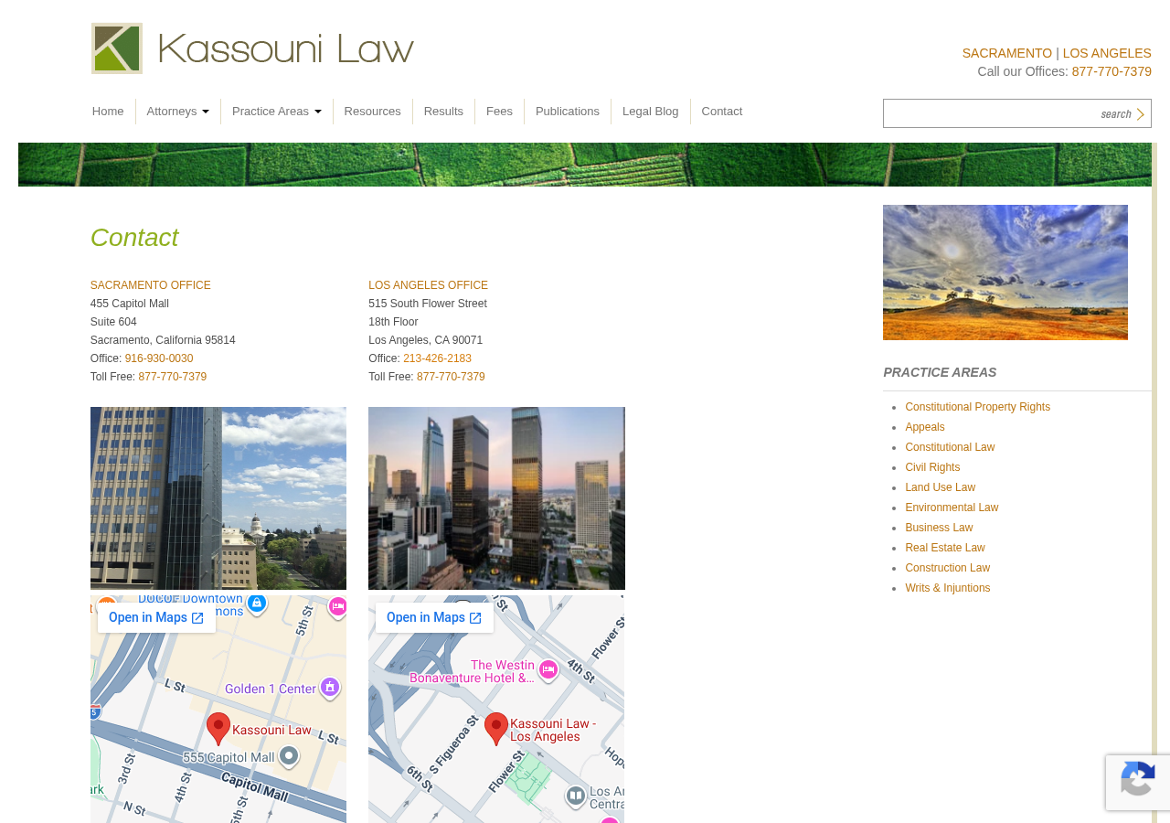 Screenshot of Locations: Sacramento & Los Angeles | Los Angeles | Sacramento | Kassouni Law