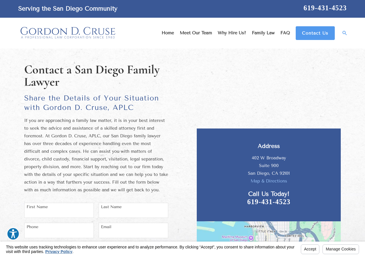 Screenshot of Contact Our San Diego Family Law Attorney | Gordon D. Cruse, APLC