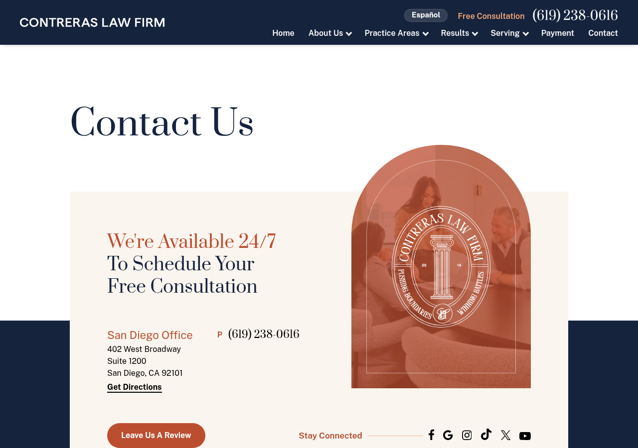 Screenshot of Contact Us