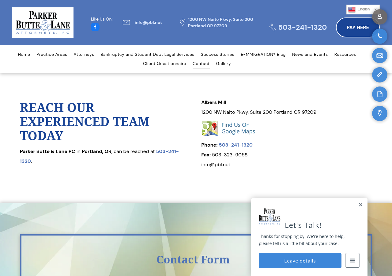 Screenshot of Find Us - Portland, OR - Parker Butte & Lane PC