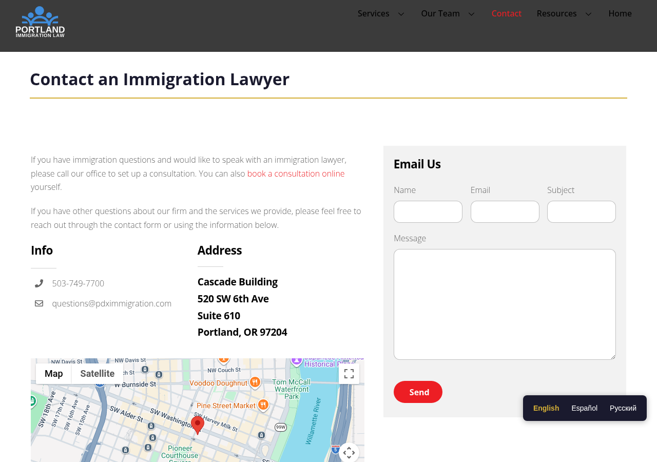 Screenshot of Contact Us | Portland Immigration Law LLC