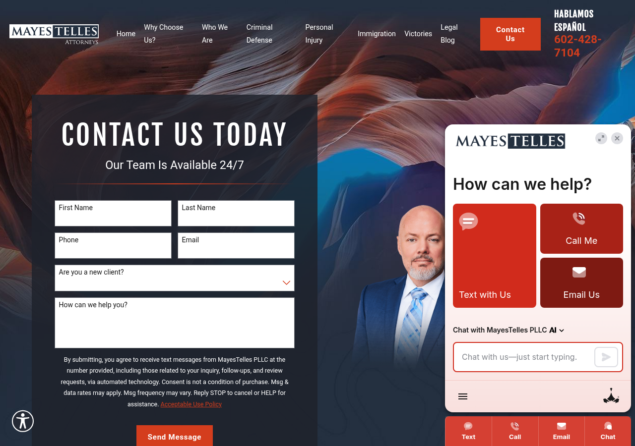 Screenshot of Contact Us | MayesTelles PLLC