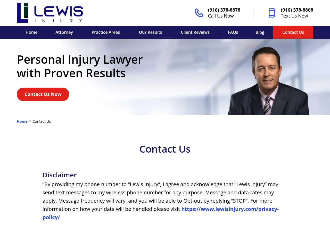 Screenshot of Contact Us | Sacramento Personal Injury Lawyer Lewis Injury