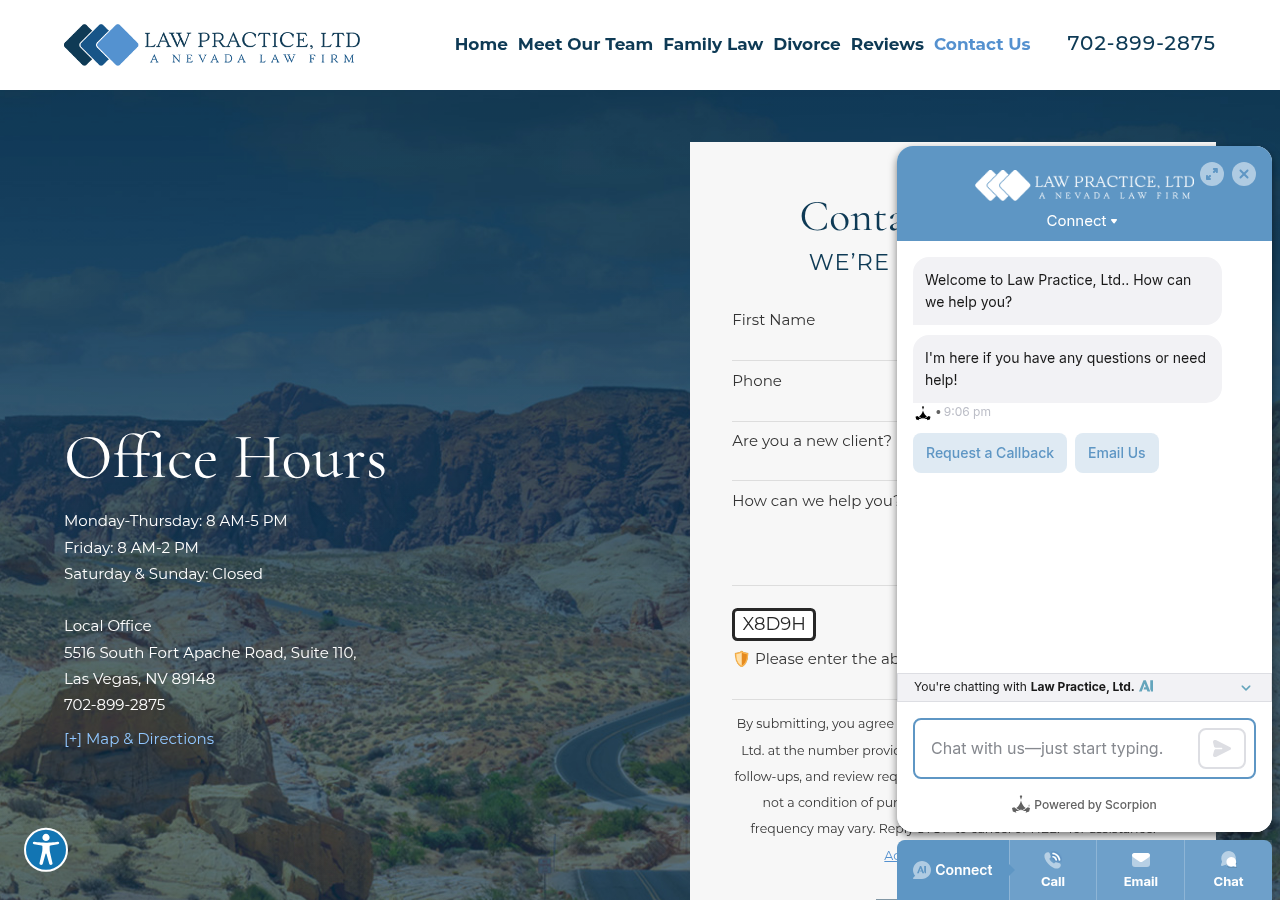 Screenshot of Contact Law Practice, Ltd. | Las Vegas Divorce & Family Lawyer