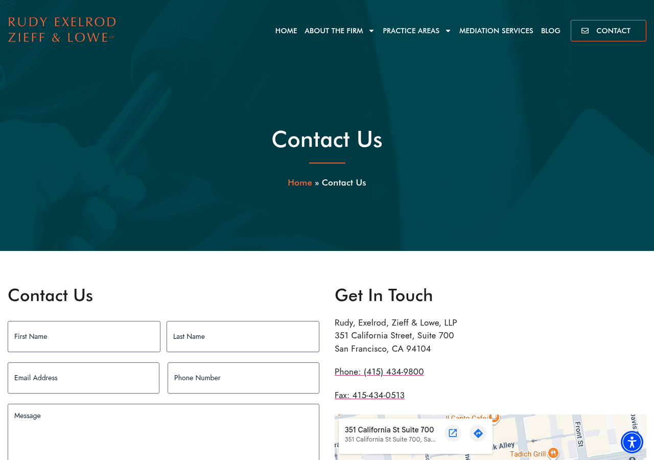 Screenshot of Contact Us - San Francisco Employment Lawyers